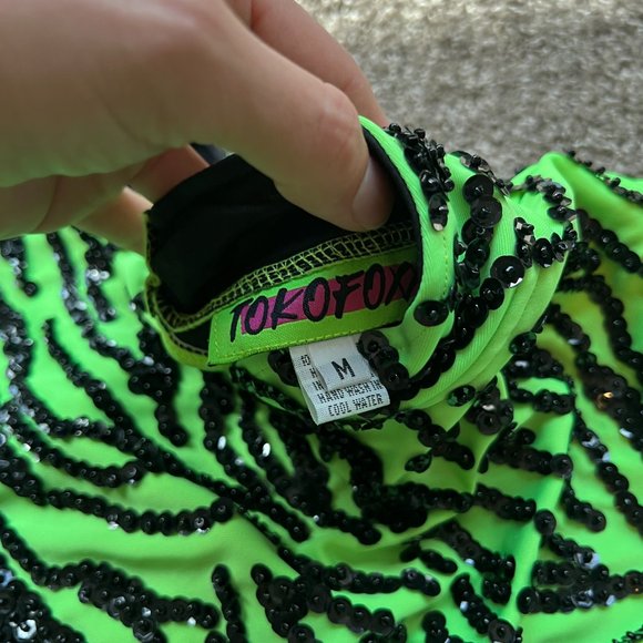 Toko Fox - Neon Green Animal Print Festival Outfit - Picture 2 of 7